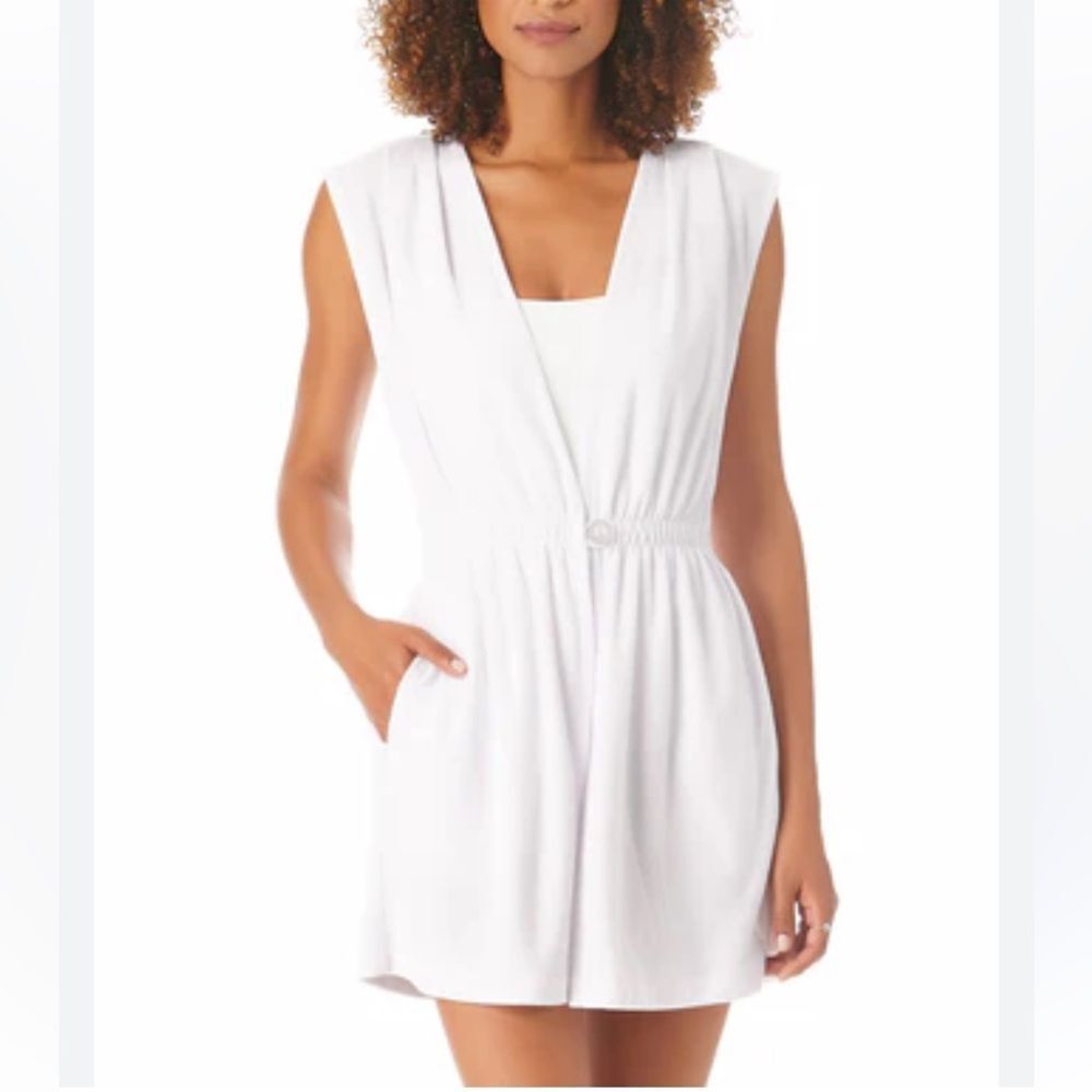 ANNE COLE Swim NWT Cover up Terry Mini White Size Medium